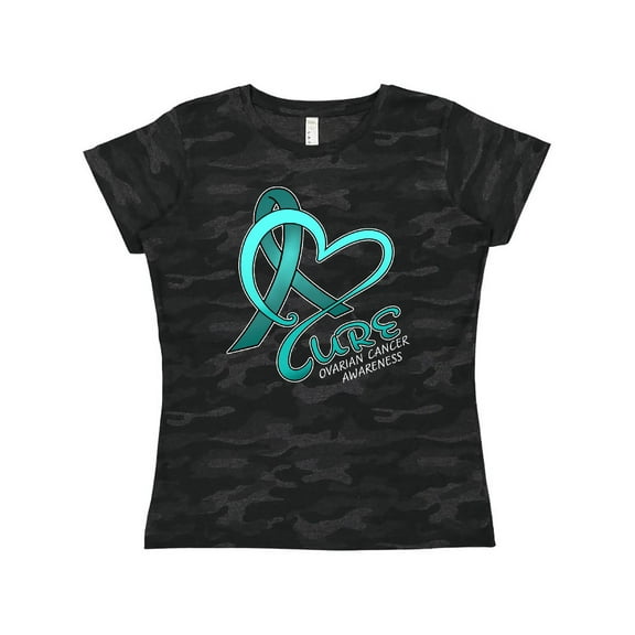 Inktastic Cure- Ovarian Cancer Awareness teal ribbon Women's T-Shirt