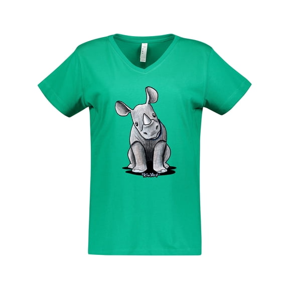 Inktastic Curious Rhinos Women's V-Neck T-Shirt