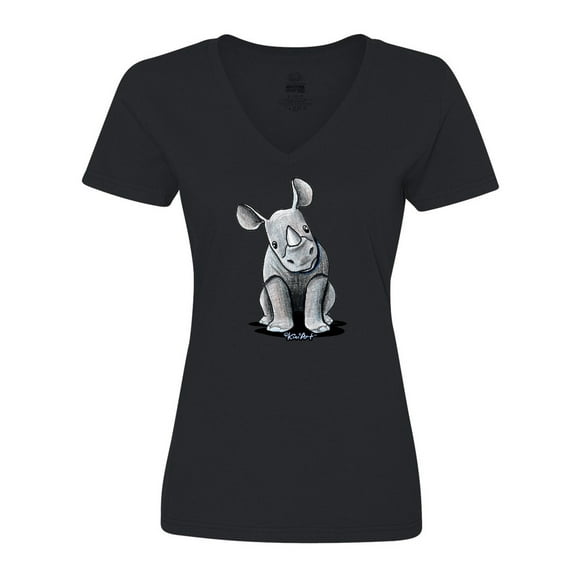 Inktastic Curious Rhinos Women's V-Neck T-Shirt