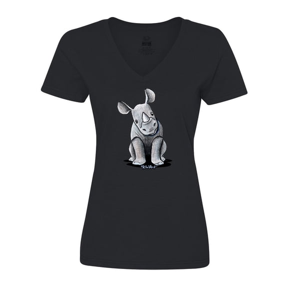 Inktastic Curious Rhinos Women's V-Neck T-Shirt