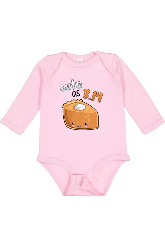 Cute As 3.14 Pi Day Pumpkin Pie Pun Boys or Girls Long Sleeve Baby Bodysuit