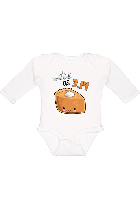 Cute As 3.14 Pi Day Pumpkin Pie Pun Boys or Girls Long Sleeve Baby Bodysuit