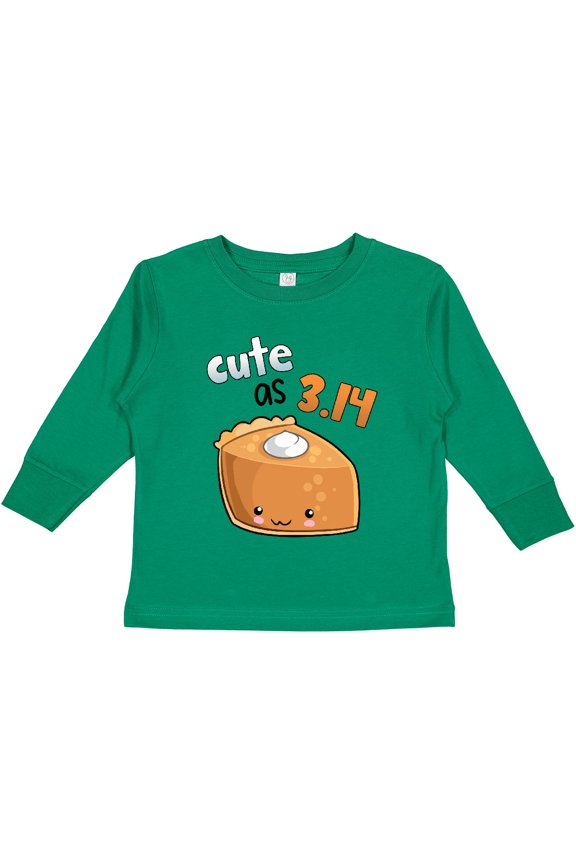 Cute As 3.14 Pi Day Pumpkin Pie Pun Boys or Girls Long Sleeve Toddler T-Shirt