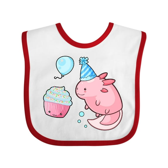 Inktastic Cute Axolotl Birthday with Cupcake Boys or Girls Baby Bib
