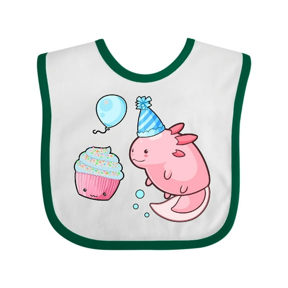 Inktastic Cute Axolotl Birthday with Cupcake Boys or Girls Baby Bib