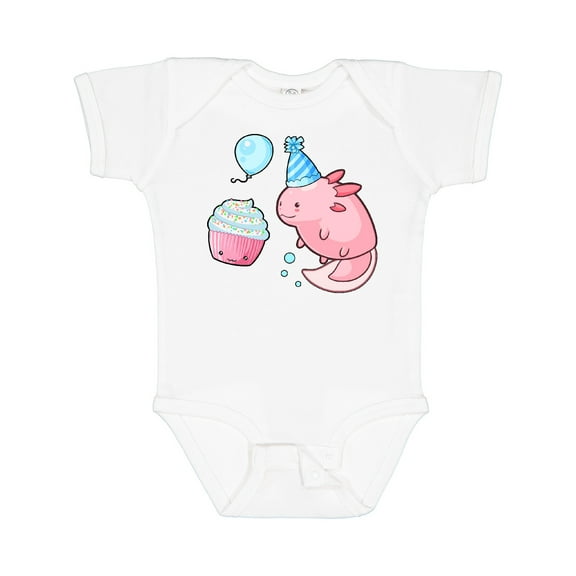 Inktastic Cute Axolotl Birthday with Cupcake Boys or Girls Baby Bodysuit