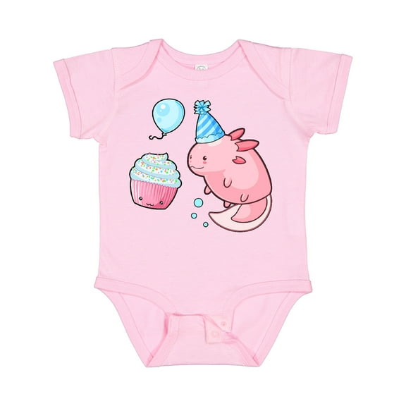 Inktastic Cute Axolotl Birthday with Cupcake Boys or Girls Baby Bodysuit