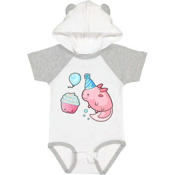 Inktastic Cute Axolotl Birthday with Cupcake Boys or Girls Baby Bodysuit