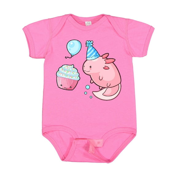 Inktastic Cute Axolotl Birthday with Cupcake Boys or Girls Baby Bodysuit