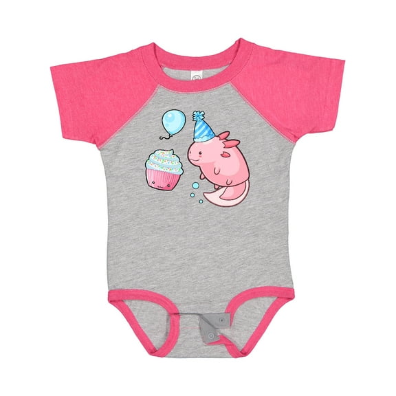 Inktastic Cute Axolotl Birthday with Cupcake Boys or Girls Baby Bodysuit
