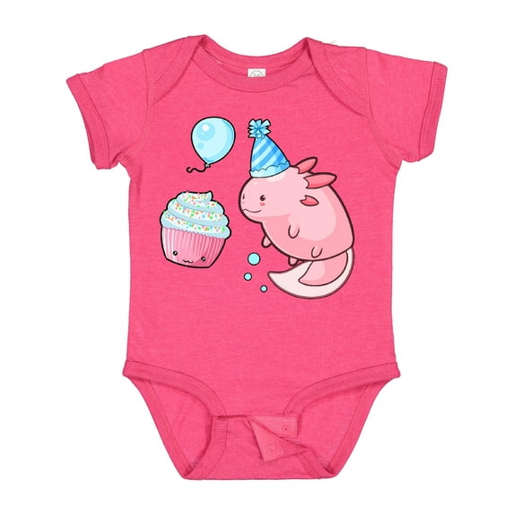 Inktastic Cute Axolotl Birthday with Cupcake Boys or Girls Baby Bodysuit