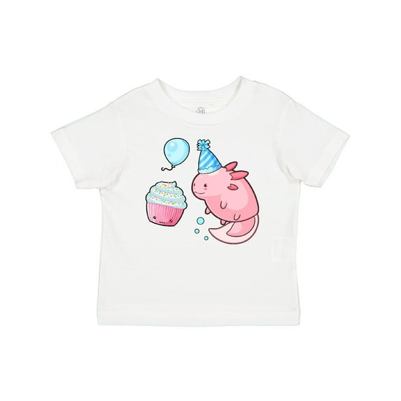 Inktastic Cute Axolotl Birthday with Cupcake Boys or Girls Baby T-Shirt