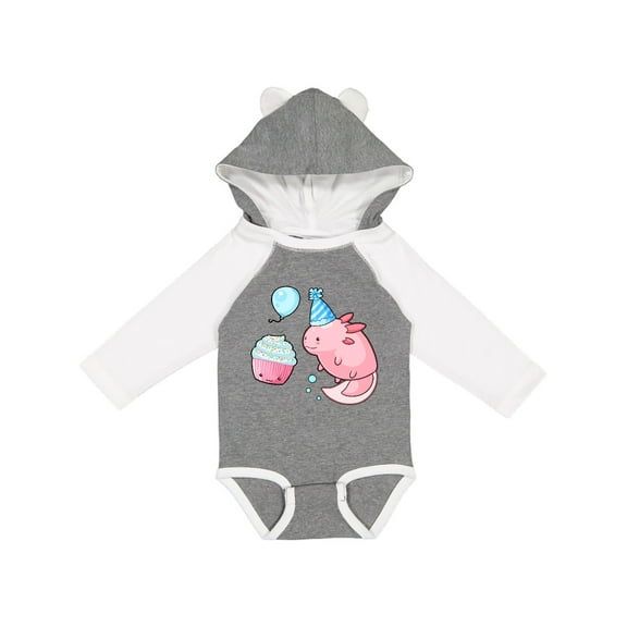 Inktastic Cute Axolotl Birthday with Cupcake Boys or Girls Long Sleeve Baby Bodysuit
