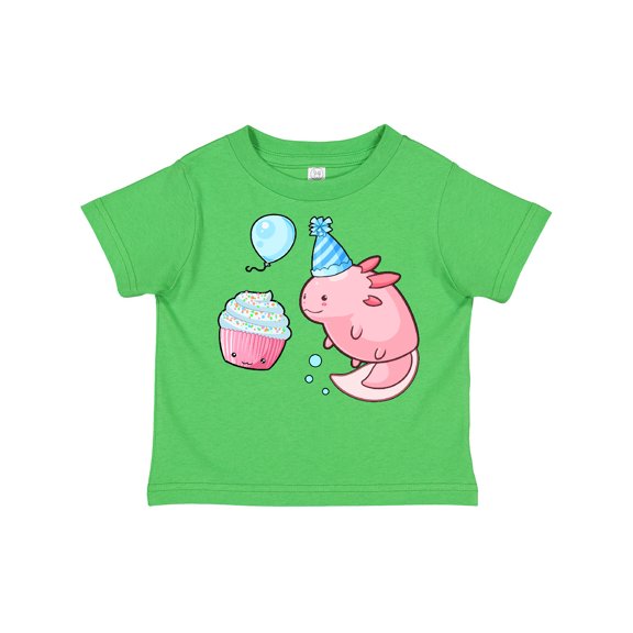 Inktastic Cute Axolotl Birthday with Cupcake Boys or Girls Toddler T-Shirt
