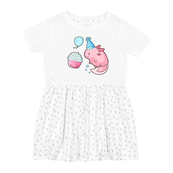 Inktastic Cute Axolotl Birthday with Cupcake Girls Toddler Dress