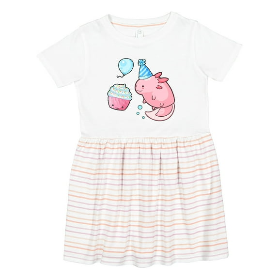 Inktastic Cute Axolotl Birthday with Cupcake Girls Toddler Dress