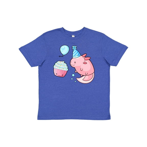 Inktastic Cute Axolotl Birthday with Cupcake Youth T-Shirt