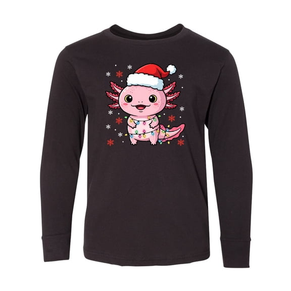 Inktastic Cute Axolotl Christmas Long Sleeve Youth T-Shirt