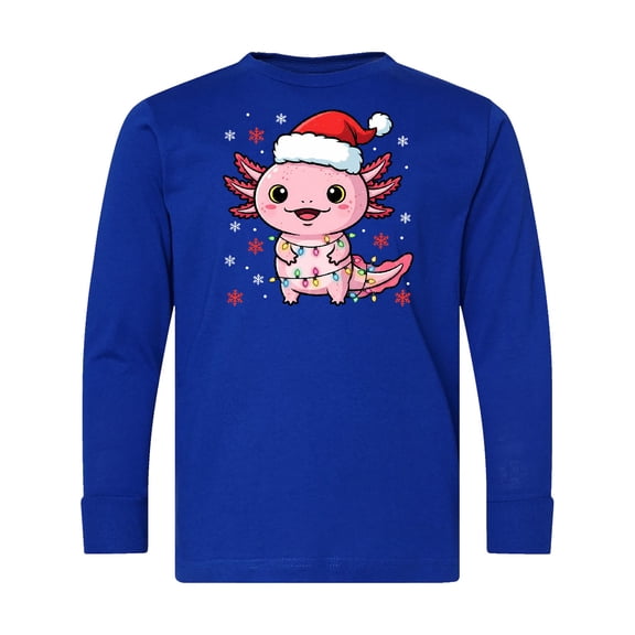 Inktastic Cute Axolotl Christmas Long Sleeve Youth T-Shirt