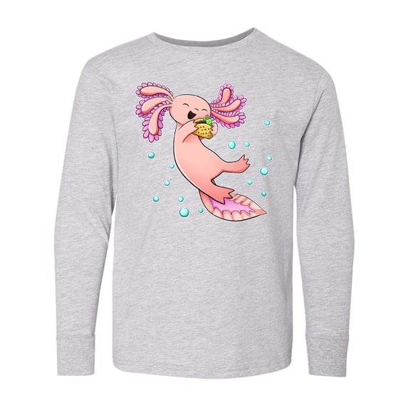 Inktastic Cute Axolotl Loves Tacos Long Sleeve Youth T-Shirt