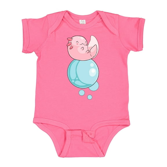 Inktastic Cute Axolotl Sitting on a Bubble Boys or Girls Baby Bodysuit