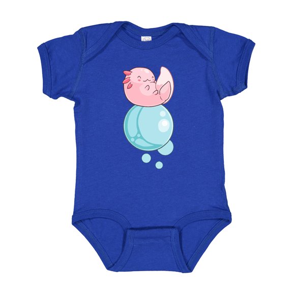 Inktastic Cute Axolotl Sitting on a Bubble Boys or Girls Baby Bodysuit