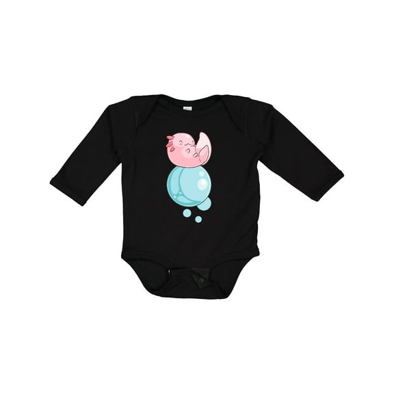 Inktastic Cute Axolotl Sitting on a Bubble Boys or Girls Long Sleeve Baby Bodysuit