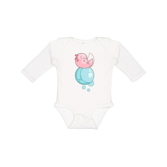 Inktastic Cute Axolotl Sitting on a Bubble Boys or Girls Long Sleeve Baby Bodysuit