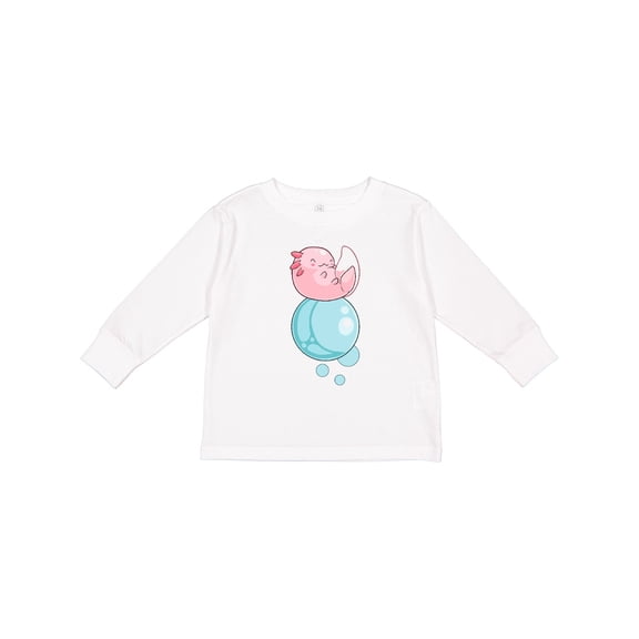 Inktastic Cute Axolotl Sitting on a Bubble Boys or Girls Long Sleeve Toddler T-Shirt