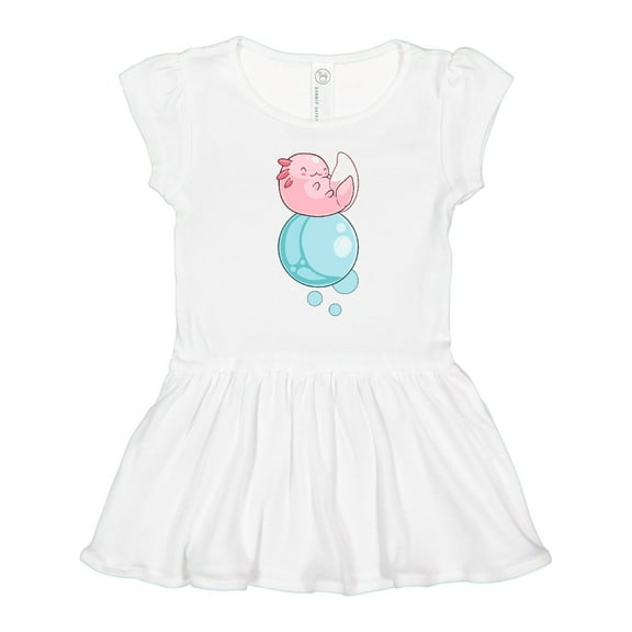 Inktastic Cute Axolotl Sitting on a Bubble Girls Toddler Dress