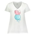 thumbnail image 1 of Inktastic Cute Axolotl Sitting on a Bubble Women's Plus Size V-Neck T-Shirt, 1 of 5