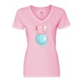thumbnail image 1 of Inktastic Cute Axolotl Sitting on a Bubble Women's V-Neck T-Shirt, 1 of 5