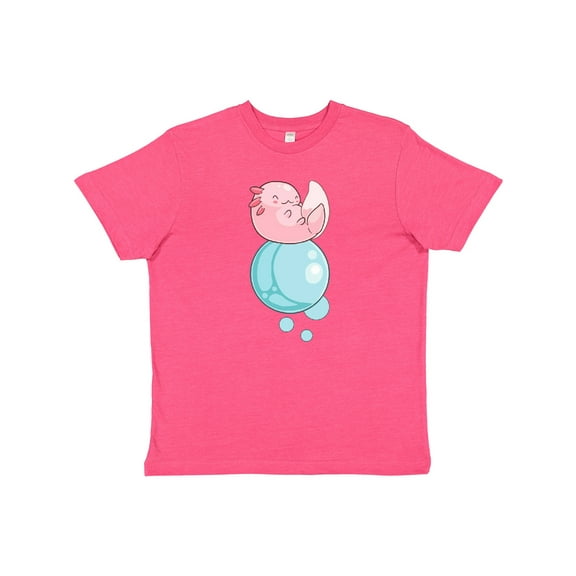 Inktastic Cute Axolotl Sitting on a Bubble Youth T-Shirt