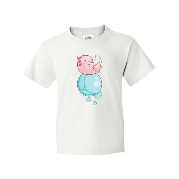 Inktastic Cute Axolotl Sitting on a Bubble Youth T-Shirt