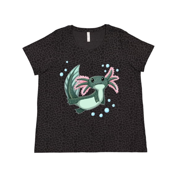 Inktastic Cute Axolotl Swimming with Bubbles Women's Plus Size T-Shirt