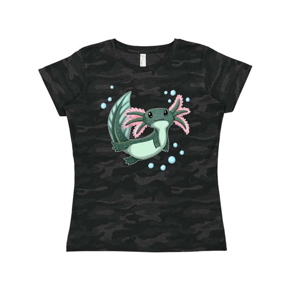 Inktastic Cute Axolotl Swimming with Bubbles Women's T-Shirt