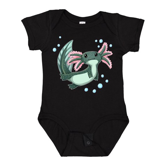 Inktastic Cute Axolotl swimming with bubbles Boys or Girls Baby Bodysuit