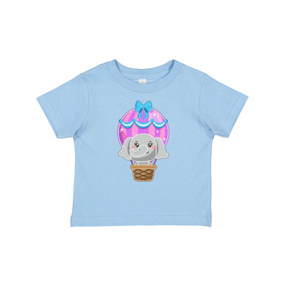 Inktastic Cute Baby Elephant in a Pink Hot Air Balloon Boys or Girls Baby T-Shirt