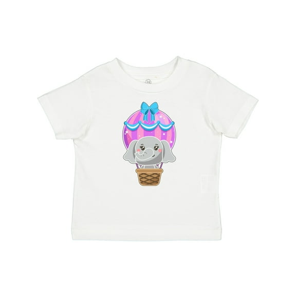 Inktastic Cute Baby Elephant in a Pink Hot Air Balloon Boys or Girls Baby T-Shirt