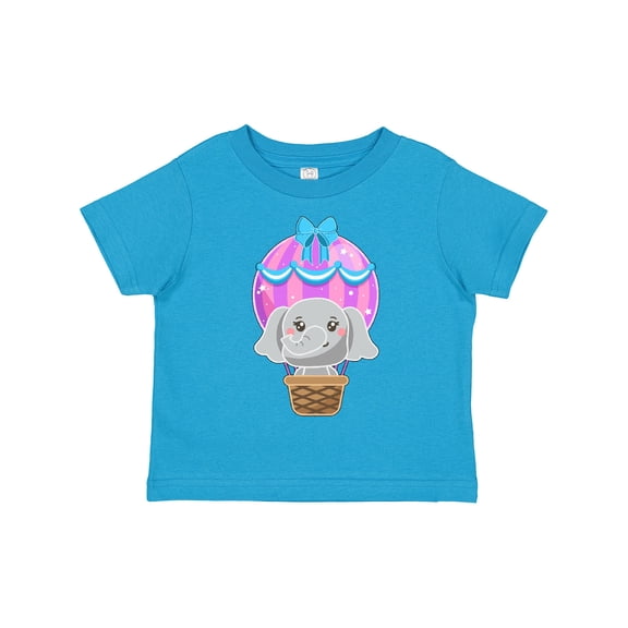 Inktastic Cute Baby Elephant in a Pink Hot Air Balloon Boys or Girls Toddler T-Shirt