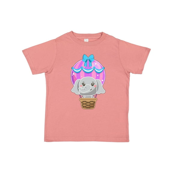 Inktastic Cute Baby Elephant in a Pink Hot Air Balloon Boys or Girls Toddler T-Shirt
