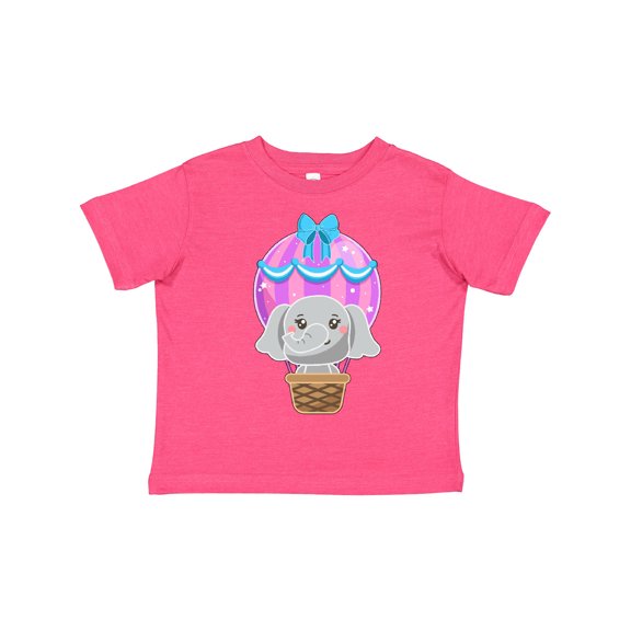 Inktastic Cute Baby Elephant in a Pink Hot Air Balloon Boys or Girls Toddler T-Shirt