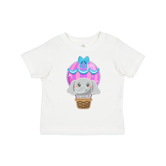Inktastic Cute Baby Elephant in a Pink Hot Air Balloon Boys or Girls Toddler T-Shirt