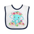 thumbnail image 1 of Inktastic Cute Baby Elephant with Flowers Boys or Girls Baby Bib, 1 of 4
