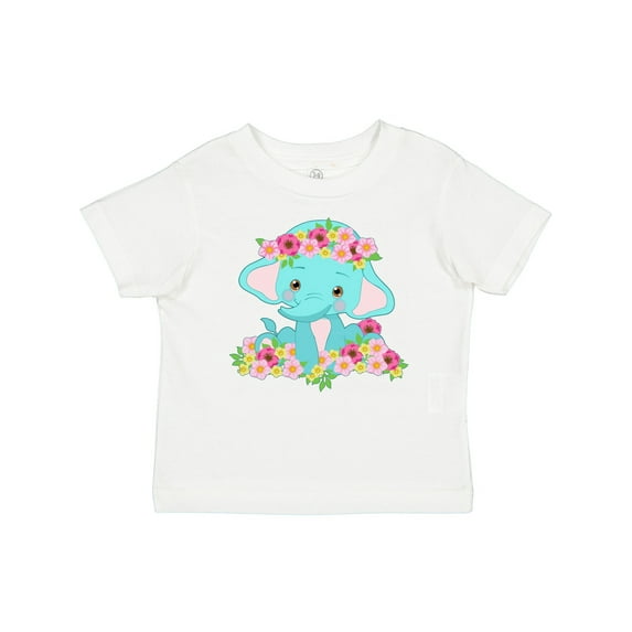 Inktastic Cute Baby Elephant with Flowers Boys or Girls Baby T-Shirt