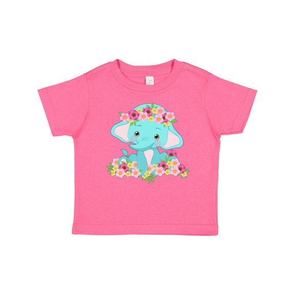 Inktastic Cute Baby Elephant with Flowers Boys or Girls Baby T-Shirt