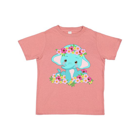 Inktastic Cute Baby Elephant with Flowers Boys or Girls Toddler T-Shirt