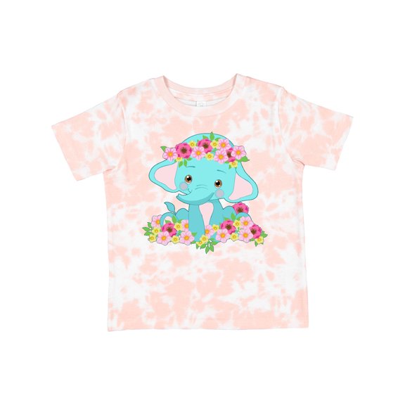 Inktastic Cute Baby Elephant with Flowers Boys or Girls Toddler T-Shirt