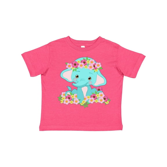 Inktastic Cute Baby Elephant with Flowers Boys or Girls Toddler T-Shirt