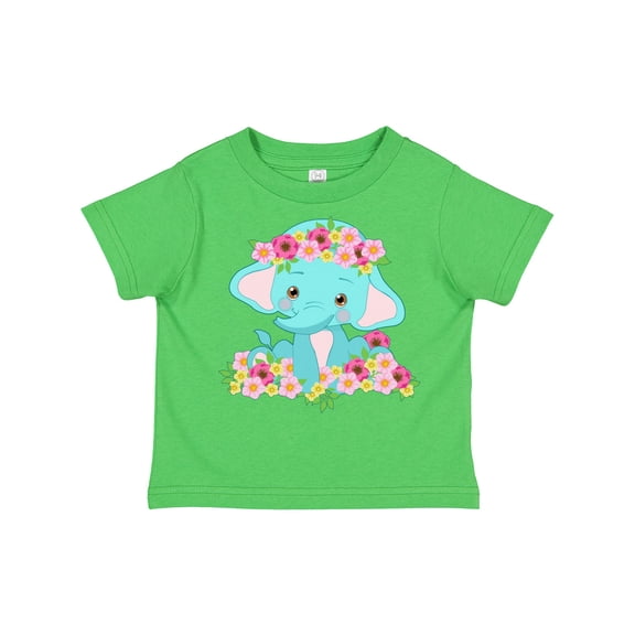 Inktastic Cute Baby Elephant with Flowers Boys or Girls Toddler T-Shirt